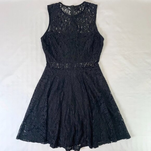 Lulus Size S Everleigh Black Lace Mini Skater Dress Lined Sleeveless Round Neck - Picture 6 of 16